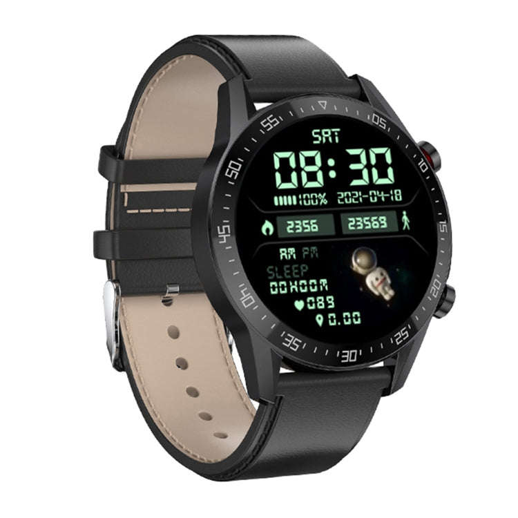 SK7Plus 1.28 inch IPS Screen Leather Strap Smart Watch, Support Bluetooth Call/Sleep Monitoring(B...