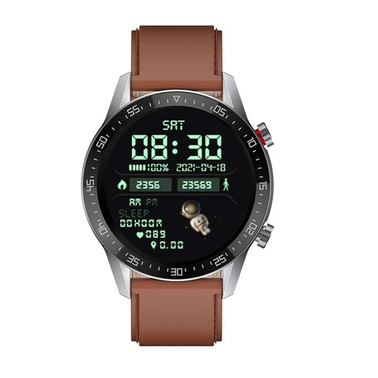 SK7Plus 1.28 inch IPS Screen Leather Strap Smart Watch, Support Bluetooth Call/Sleep Monitoring(B...