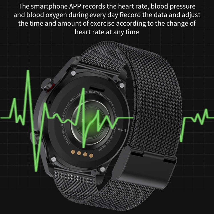 SK7Plus 1.28 inch IPS Screen Steel Strap Smart Watch, Support Bluetooth Call/Sleep Monitoring(Black)