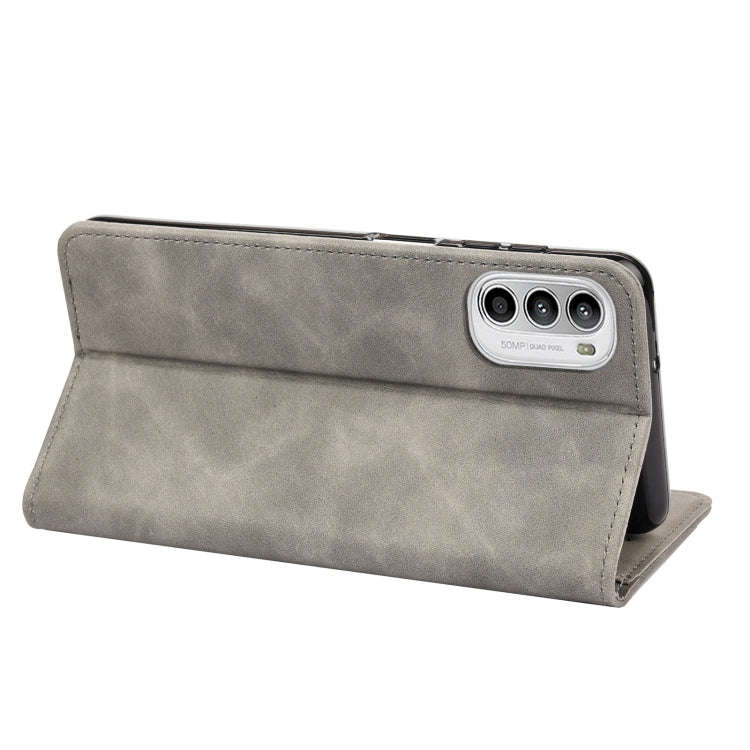 For Motorola Moto G52 Skin Feel Splicing Leather Phone Case(Grey)