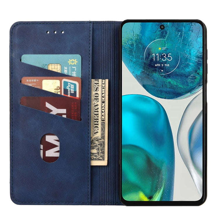 For Motorola Moto G52 Skin Feel Splicing Leather Phone Case(Blue)