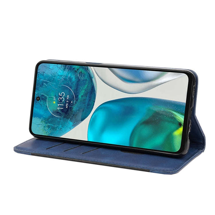 For Motorola Moto G52 Skin Feel Splicing Leather Phone Case(Blue)