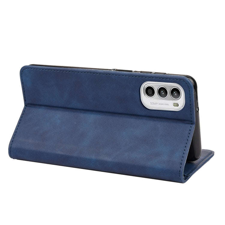 For Motorola Moto G52 Skin Feel Splicing Leather Phone Case(Blue)