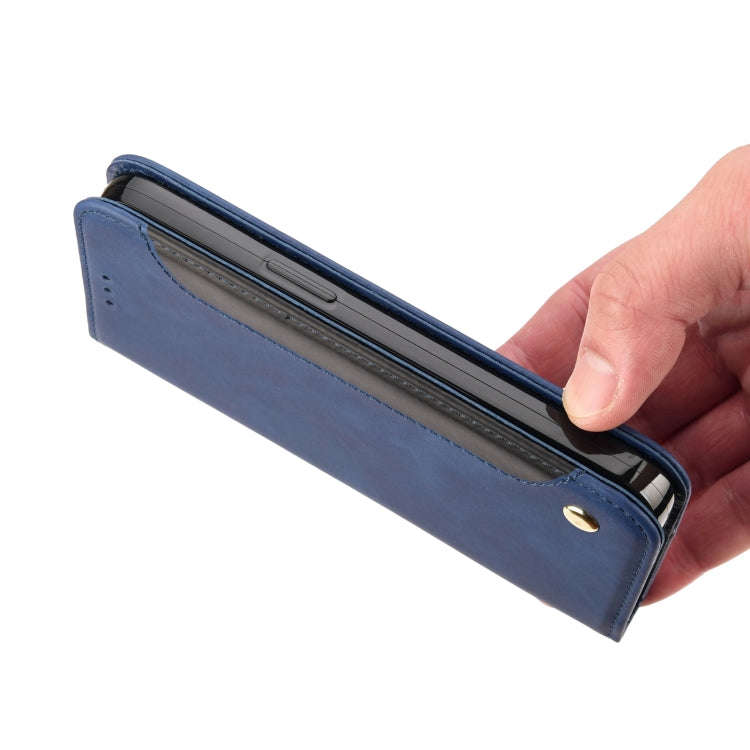 For Motorola Moto G52 Skin Feel Splicing Leather Phone Case(Blue)