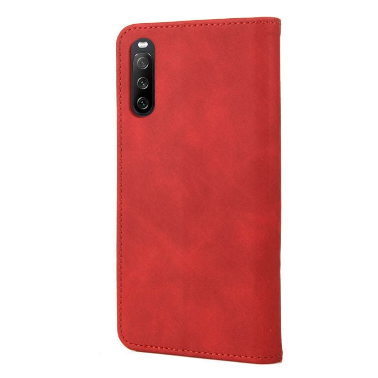 For Sony Xperia 10 IV Skin Feel Splicing Leather Phone Case(Red)