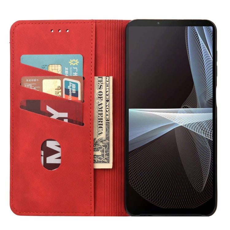 For Sony Xperia 10 IV Skin Feel Splicing Leather Phone Case(Red)