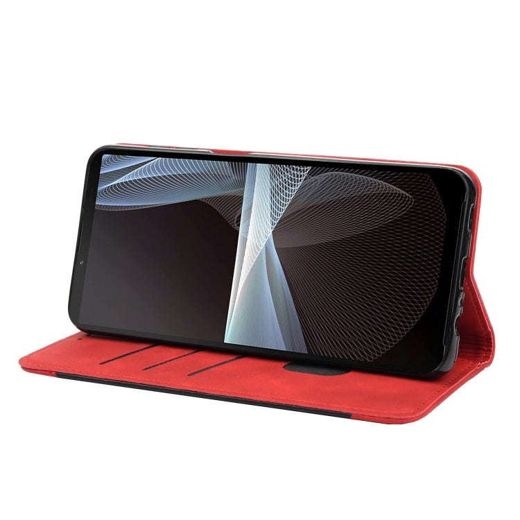 For Sony Xperia 10 IV Skin Feel Splicing Leather Phone Case(Red)