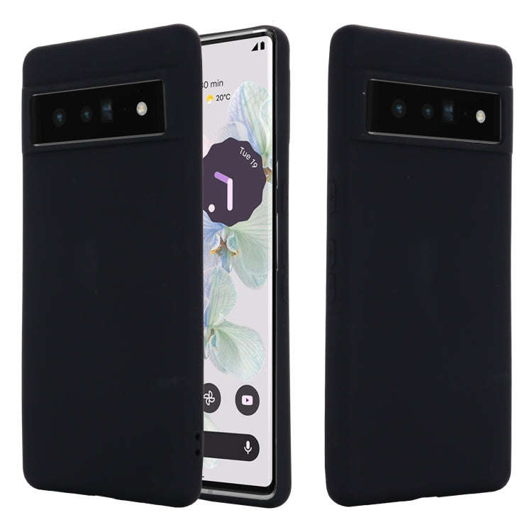 For Google Pixel 7 Pro Pure Color Liquid Silicone Shockproof Phone Case(Black)