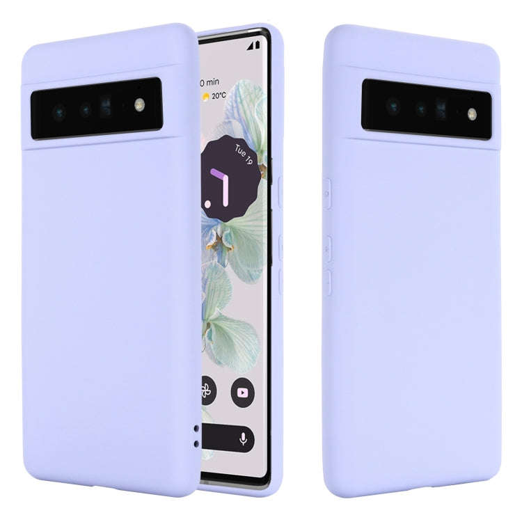 For Google Pixel 7 Pure Color Liquid Silicone Shockproof Phone Case(Purple)