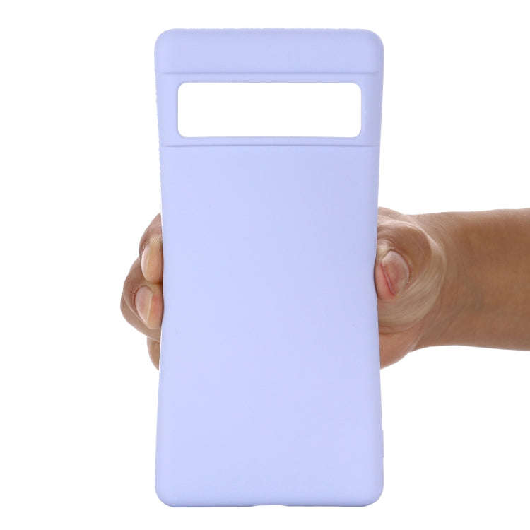 For Google Pixel 7 Pure Color Liquid Silicone Shockproof Phone Case(Purple)