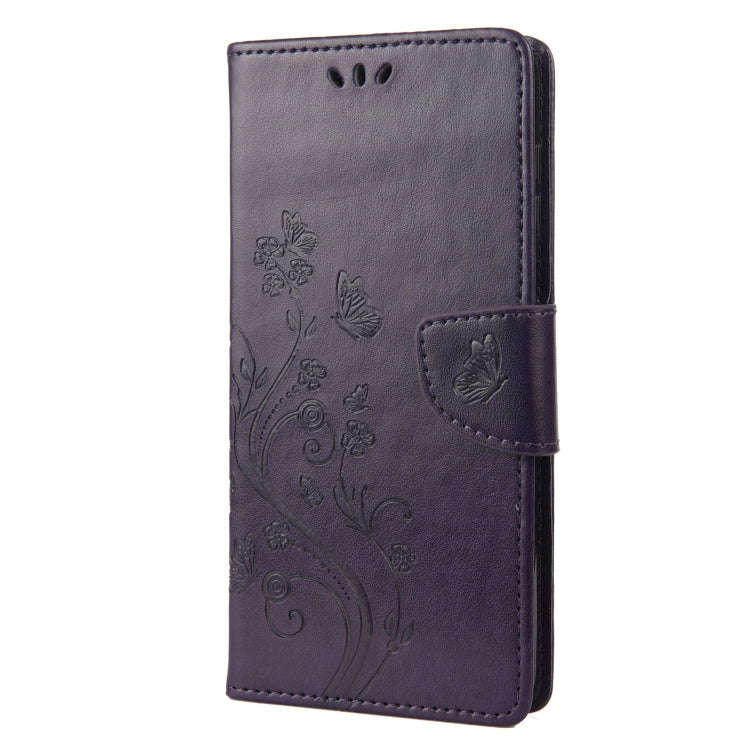For Motorola Moto G52 Embossed Butterfly Pattern Flip Leather Phone Case(Dark Purple)