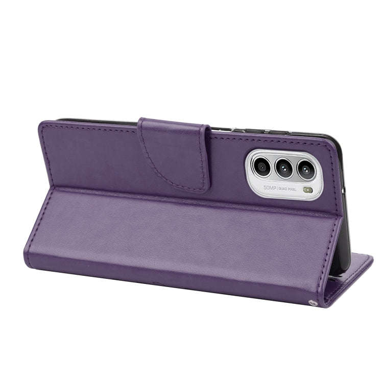 For Motorola Moto G52 Embossed Butterfly Pattern Flip Leather Phone Case(Dark Purple)