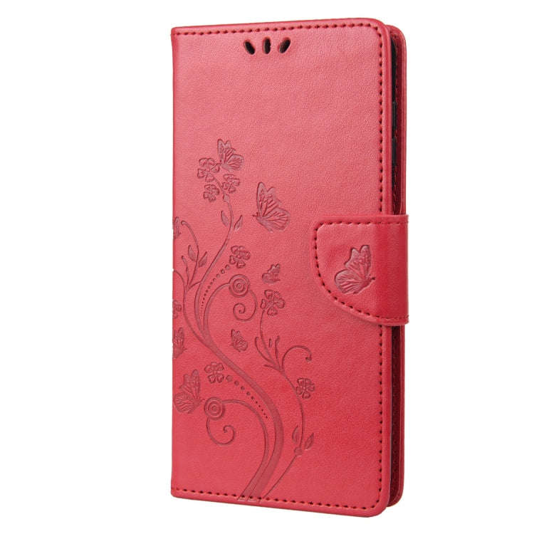 For Motorola Moto G52 Embossed Butterfly Pattern Flip Leather Phone Case(Red)