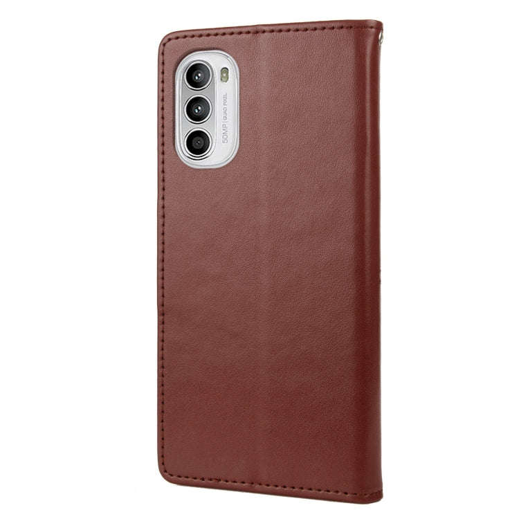 For Motorola Moto G52 Embossed Butterfly Pattern Flip Leather Phone Case(Brown)