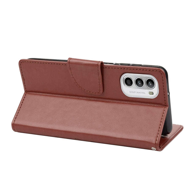 For Motorola Moto G52 Embossed Butterfly Pattern Flip Leather Phone Case(Brown)