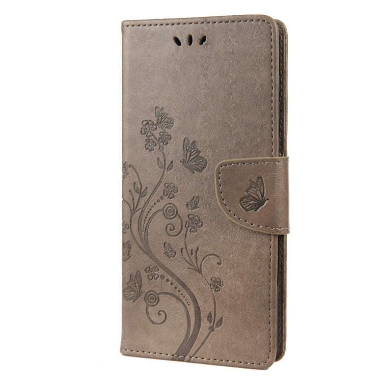 For Motorola Moto G52 Embossed Butterfly Pattern Flip Leather Phone Case(Grey)