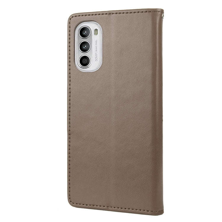 For Motorola Moto G52 Embossed Butterfly Pattern Flip Leather Phone Case(Grey)