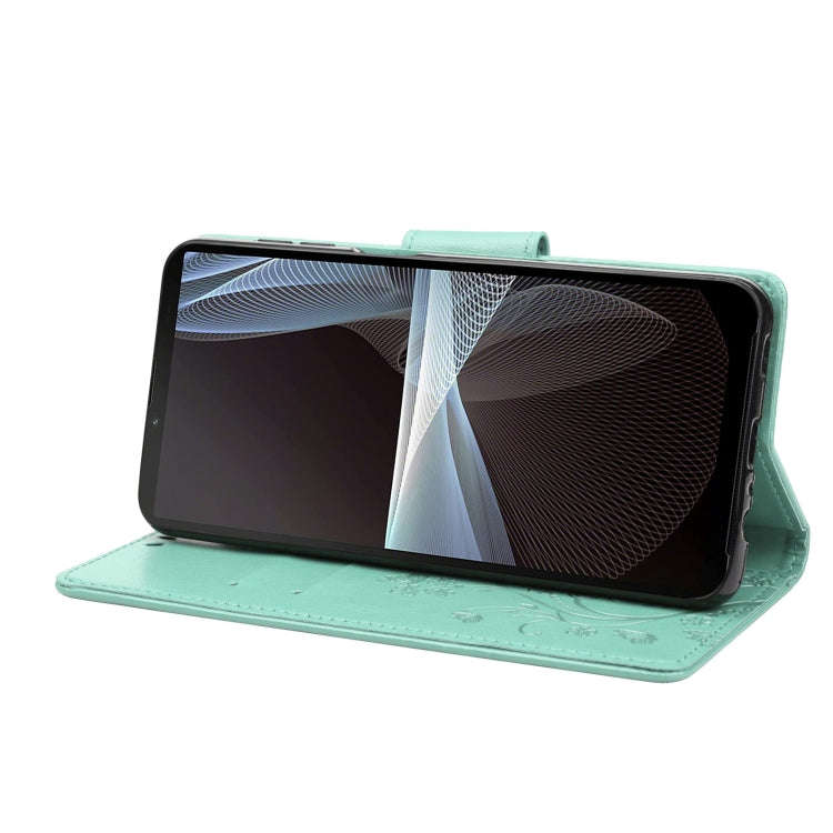 For Sony Xperia 10 IV Embossed Butterfly Pattern Flip Leather Phone Case(Green)