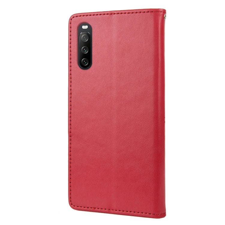 For Sony Xperia 10 IV Embossed Butterfly Pattern Flip Leather Phone Case(Red)