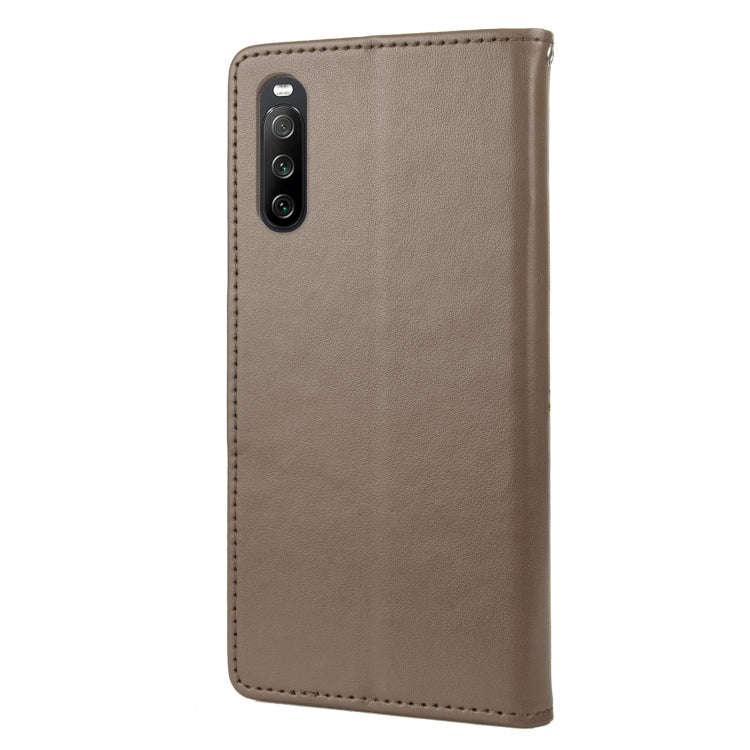 For Sony Xperia 10 IV Embossed Butterfly Pattern Flip Leather Phone Case(Grey)