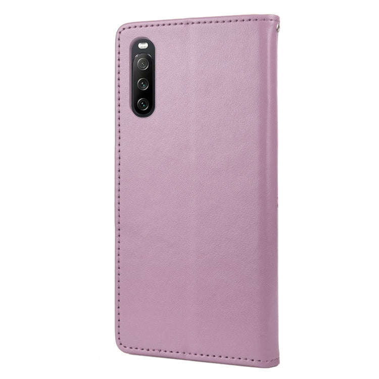 For Sony Xperia 10 IV Embossed Butterfly Pattern Flip Leather Phone Case(Light Purple)