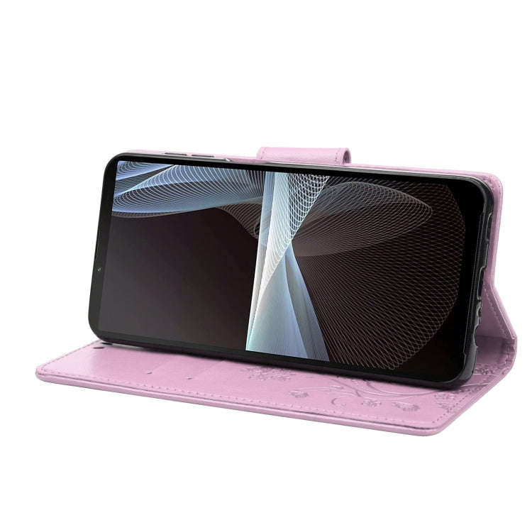 For Sony Xperia 10 IV Embossed Butterfly Pattern Flip Leather Phone Case(Light Purple)