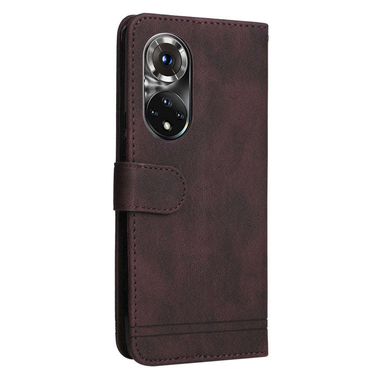 For Honor 50 Pro / Huawei nova 9 Pro Skin Feel Life Tree Metal Button Leather Phone Case(Brown)