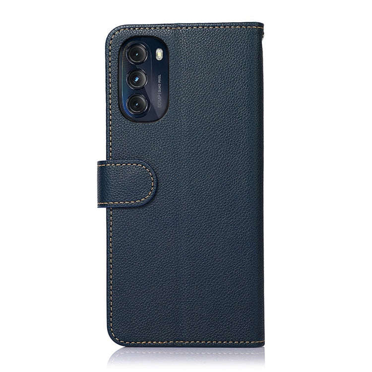 For Motorola Moto G 2022 KHAZNEH Litchi Texture Leather RFID Phone Case(Blue)