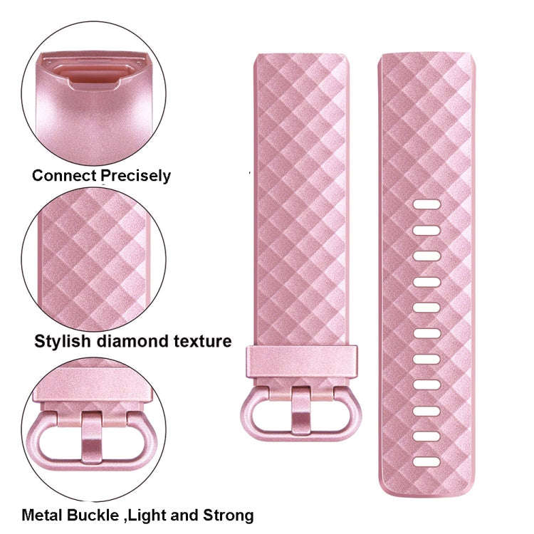 For FITBIT Charge 3 Official Pattern Metallic Watch Band(Rose Gold)