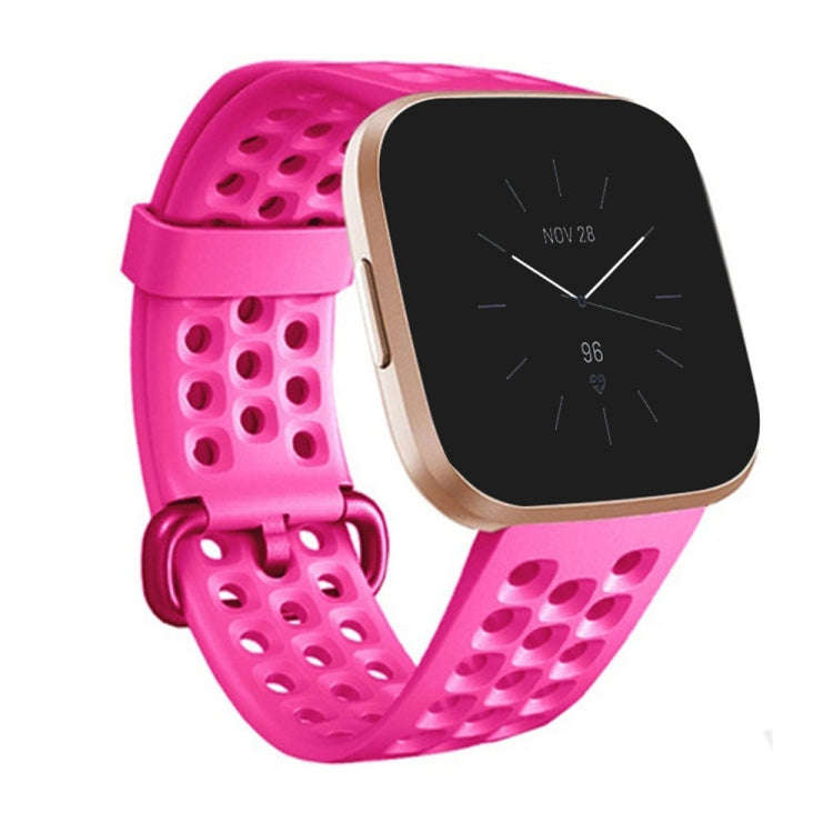 For FITBIT Versa 2 Breathable Silicone Watch Band, Size: Large(Rose Red)