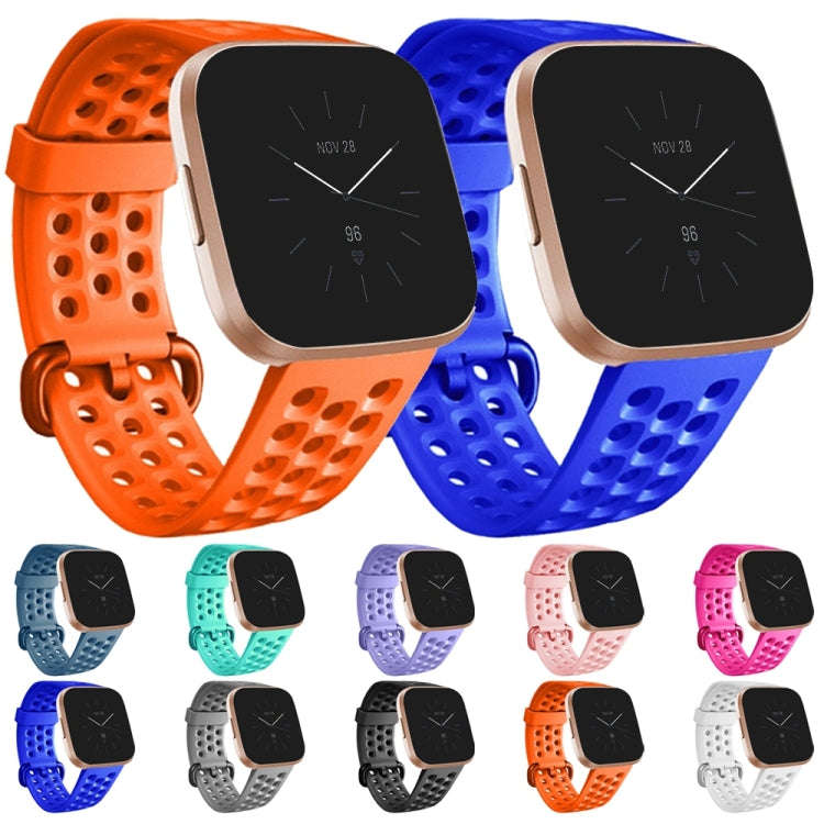 For FITBIT Versa 2 Breathable Silicone Watch Band, Size: Large(White)