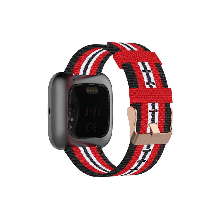 For FITBIT Versa Canvas Watch Band(Black Red)
