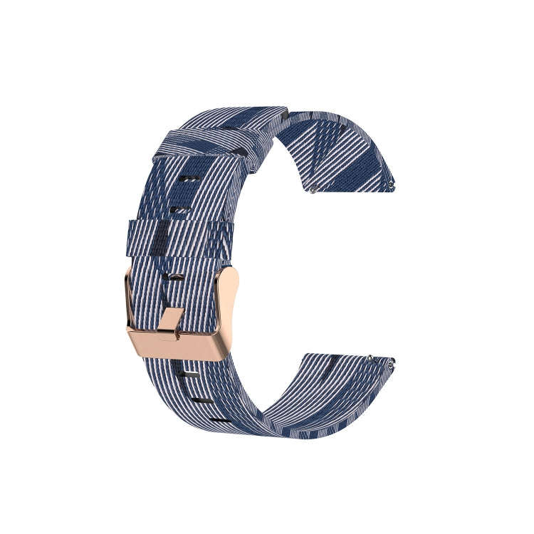 For FITBIT Versa Canvas Watch Band(Blue White Stripes)