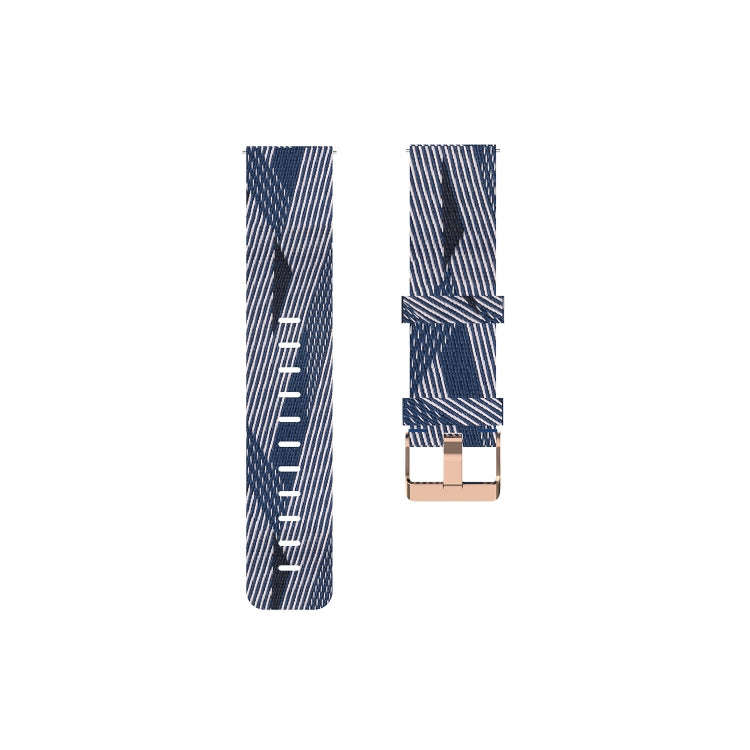 For FITBIT Versa Canvas Watch Band(Blue White Stripes)