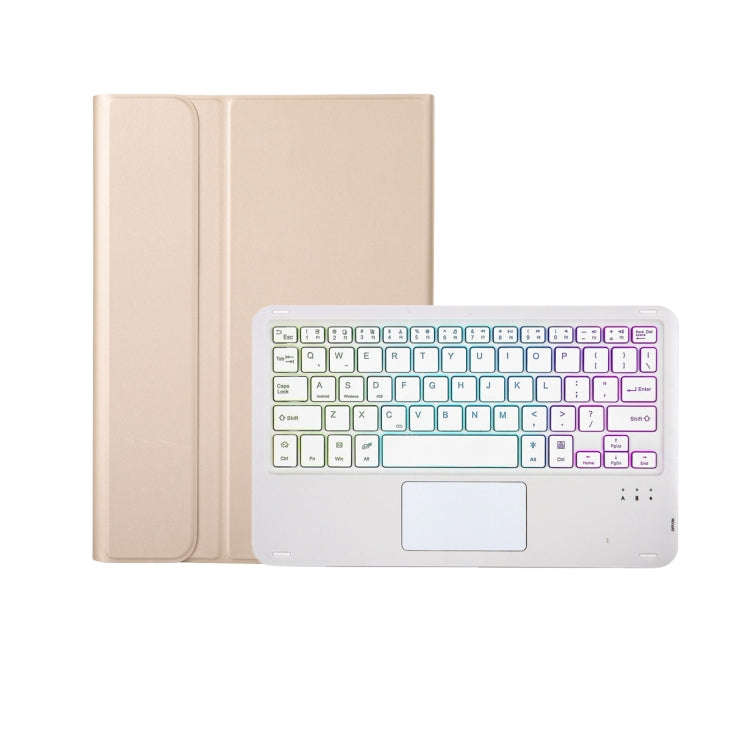 A102B-AS Lambskin Pen Slot Touch Pad Backlight Bluetooth Keyboard Leather Tablet Case For iPad 10...