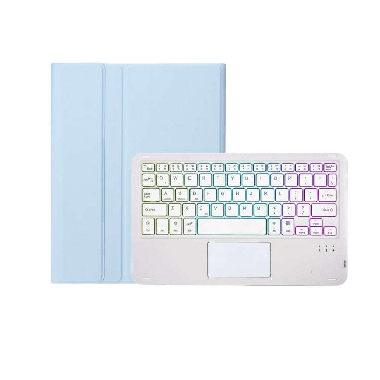 T07B-AS Skin Feel Pen Slot Touch Pad Backlight Bluetooth Keyboard Leather Tablet Case For iPad 9....