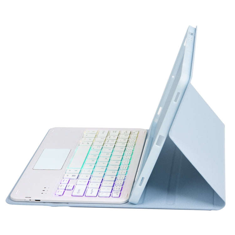 T07B-AS Skin Feel Pen Slot Touch Pad Backlight Bluetooth Keyboard Leather Tablet Case For iPad 9....