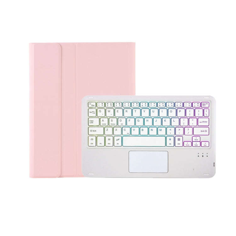 T07B-AS Skin Feel Pen Slot Touch Pad Backlight Bluetooth Keyboard Leather Tablet Case For iPad 9....
