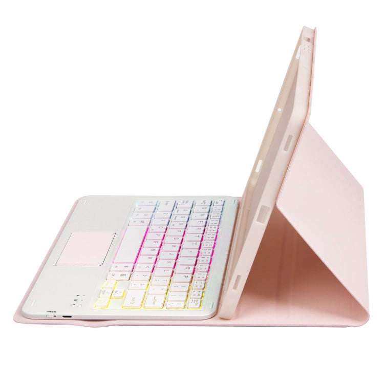 T07B-AS Skin Feel Pen Slot Touch Pad Backlight Bluetooth Keyboard Leather Tablet Case For iPad 9....