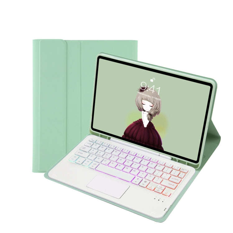 T098B-AS Skin Feel Pen Slot Touch Pad Backlight Bluetooth Keyboard Leather Tablet Case For iPad A...