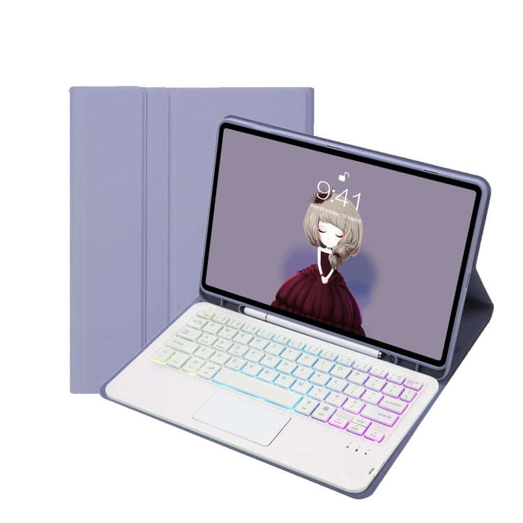T098B-AS Skin Feel Pen Slot Touch Pad Backlight Bluetooth Keyboard Leather Tablet Case For iPad A...