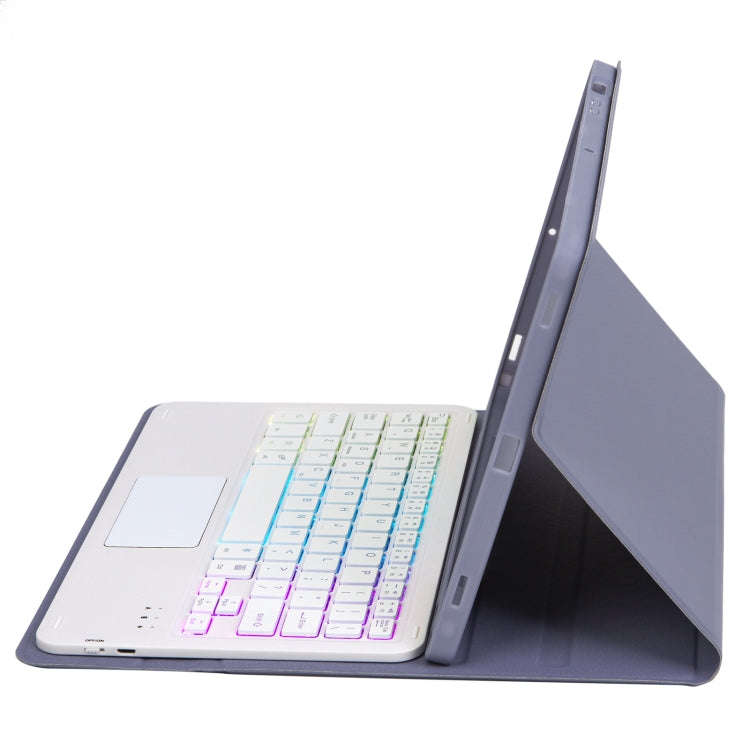T098B-AS Skin Feel Pen Slot Touch Pad Backlight Bluetooth Keyboard Leather Tablet Case For iPad A...