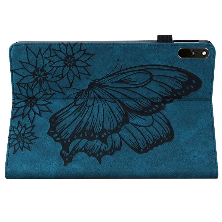 For Huawei MatePad 11 2021 Big Butterfly Embossed Leather Tablet Case(Blue)