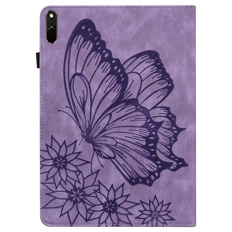 For Huawei MatePad 11 2021 Big Butterfly Embossed Leather Tablet Case(Purple)