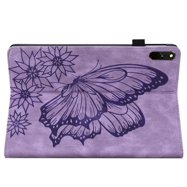For Huawei MatePad 11 2021 Big Butterfly Embossed Leather Tablet Case(Purple)
