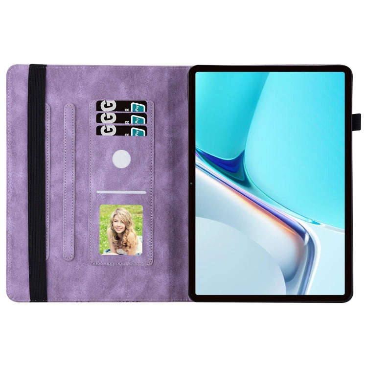 For Huawei MatePad 11 2021 Big Butterfly Embossed Leather Tablet Case(Purple)
