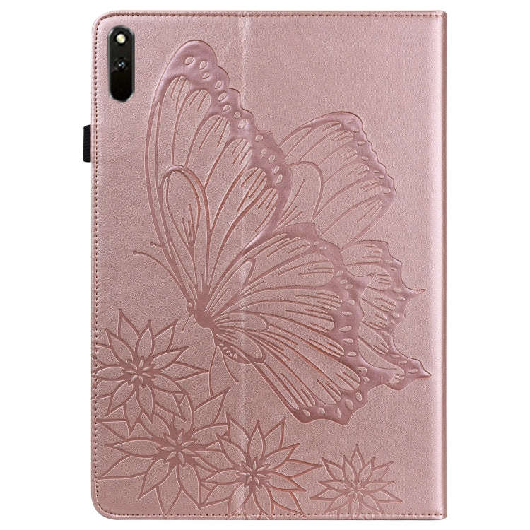 For Huawei MatePad 11 2021 Big Butterfly Embossed Leather Tablet Case(Rose Gold)