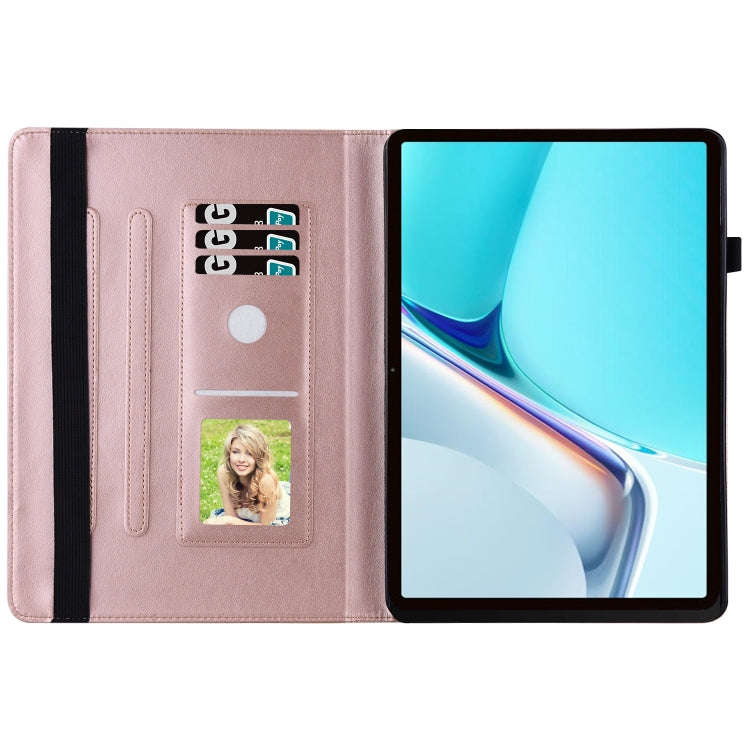 For Huawei MatePad 11 2021 Big Butterfly Embossed Leather Tablet Case(Rose Gold)