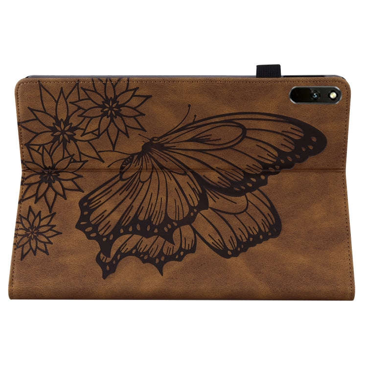 For Huawei MatePad 11 2021 Big Butterfly Embossed Leather Tablet Case(Brown)