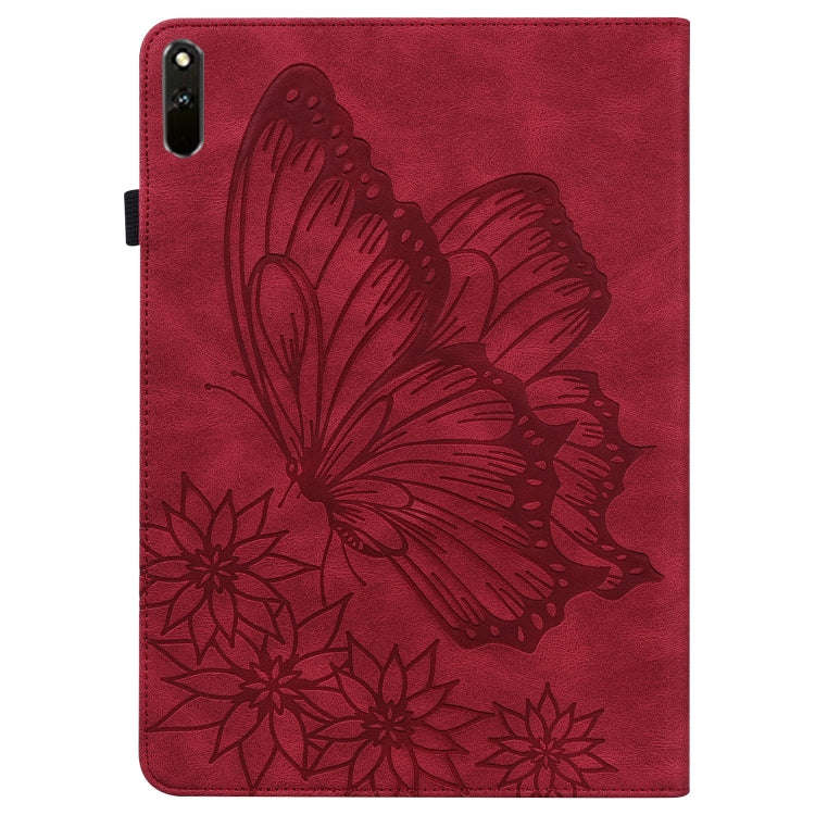 For Huawei MatePad 11 2021 Big Butterfly Embossed Leather Tablet Case(Red)
